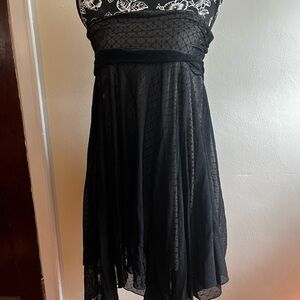 Studio Y Black Strapless Lace Overlay Dress